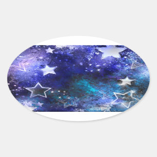 Space Background with Stars Oval Sticker