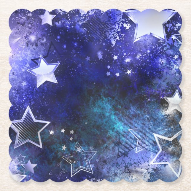Space Background with Stars Paper Coaster (Front)