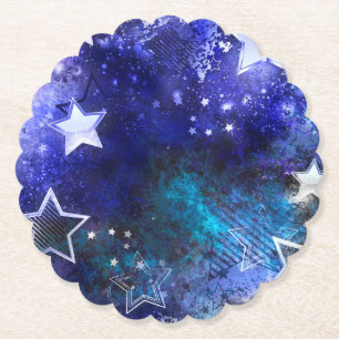 Space Background with Stars Paper Coaster