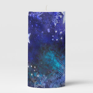 Space Background with Stars Pillar Candle