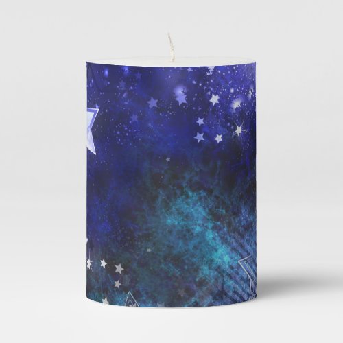 Space Background with Stars Pillar Candle