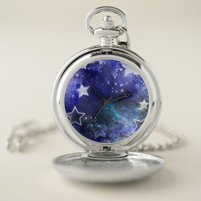 Space Background with Stars Pocket Watch (Inside)