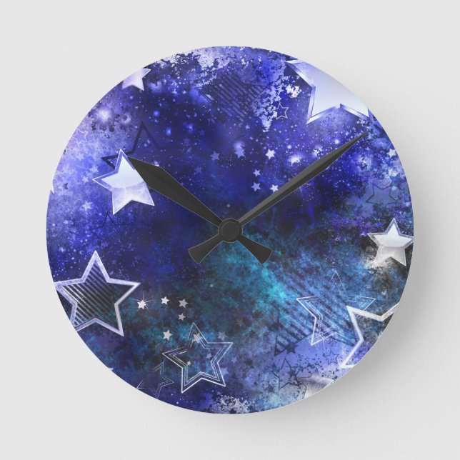 Space Background with Stars Round Clock (Front)