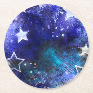 Space Background with Stars Round Paper Coaster