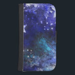 Space Background with Stars Galaxy S4 Wallet Case<br><div class="desc">space blue background with  stars</div>