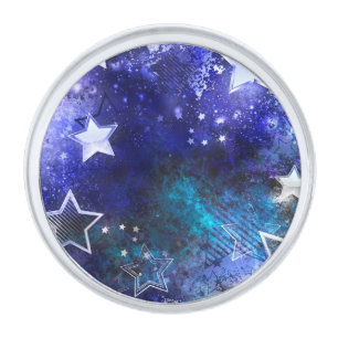 Space Background with Stars Silver Finish Lapel Pin