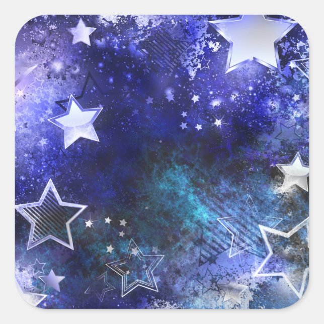 Space Background with Stars Square Sticker (Front)