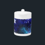 Space Background with Stars Teapot<br><div class="desc">space blue background with  stars</div>