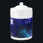 Space Background with Stars Teapot<br><div class="desc">space blue background with  stars</div>