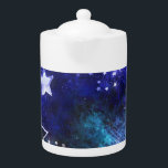 Space Background with Stars Teapot<br><div class="desc">space blue background with  stars</div>