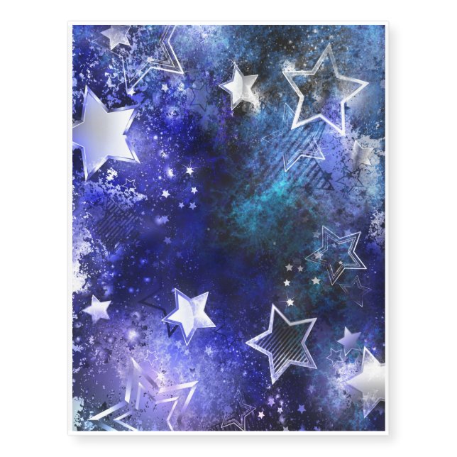 Space Background with Stars Temporary Tattoos (Front)