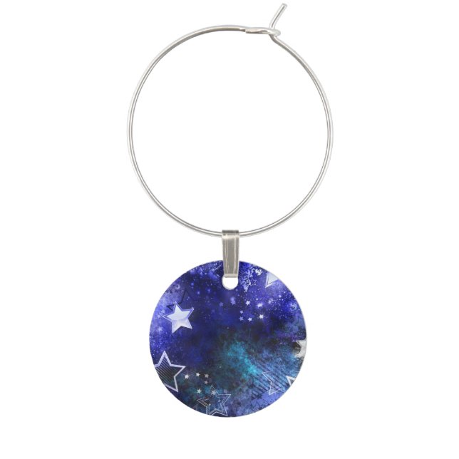 Space Background with Stars Wine Charm (Front)