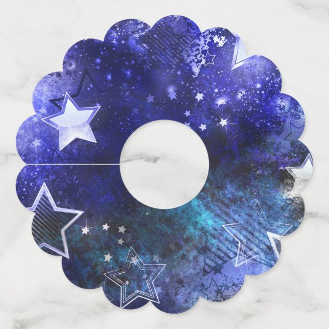 Space Background with Stars Wine Glass Tag (Front)