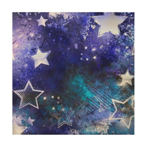 Space Background with Stars Wood Wall Art