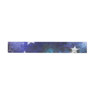 Space Background with Stars Wrap Around Address Label