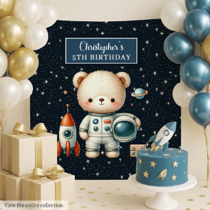 Space Bear Party Tapestry for Birthday Boy