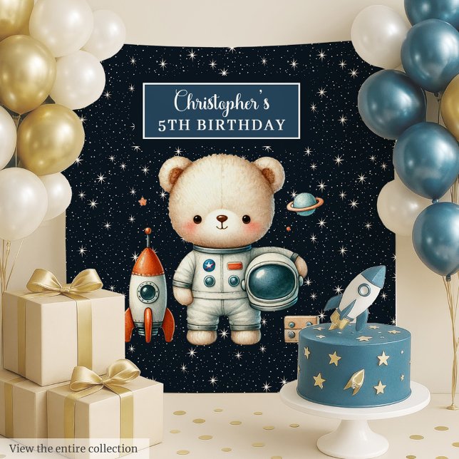 Space Bear Party Tapestry for Birthday Boy (Space Bear Party Tapestry for Birthday Boy)