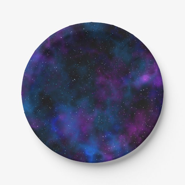 Space beautiful galaxy starry night image paper plates (Front)