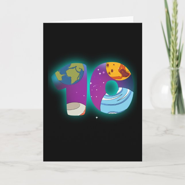 SPACE BIRTHDAY 10 10th Birthday Boy 10 Year Old Card (Front)