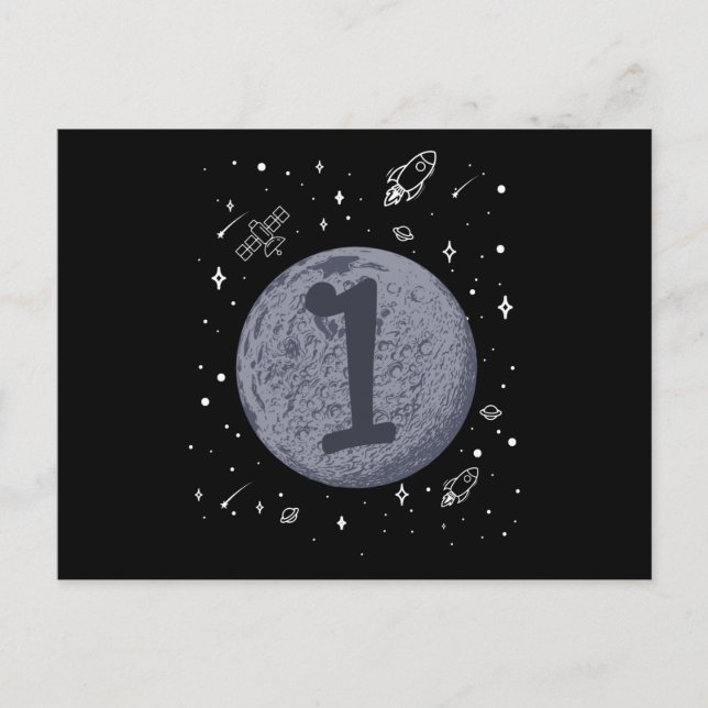 SPACE BIRTHDAY 1 1st Birthday Toddler 1 Year Old Postcard (Front)