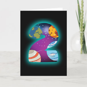 SPACE BIRTHDAY 2 2nd Birthday Toddler 2 Year Old Card
