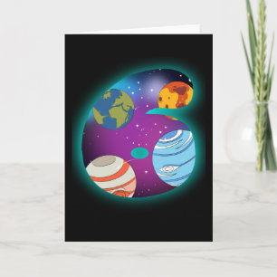 SPACE BIRTHDAY 6 6th Birthday Boy 6 Year Old Card
