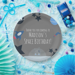 Space Birthday Alien Themed Blue Paper Plates