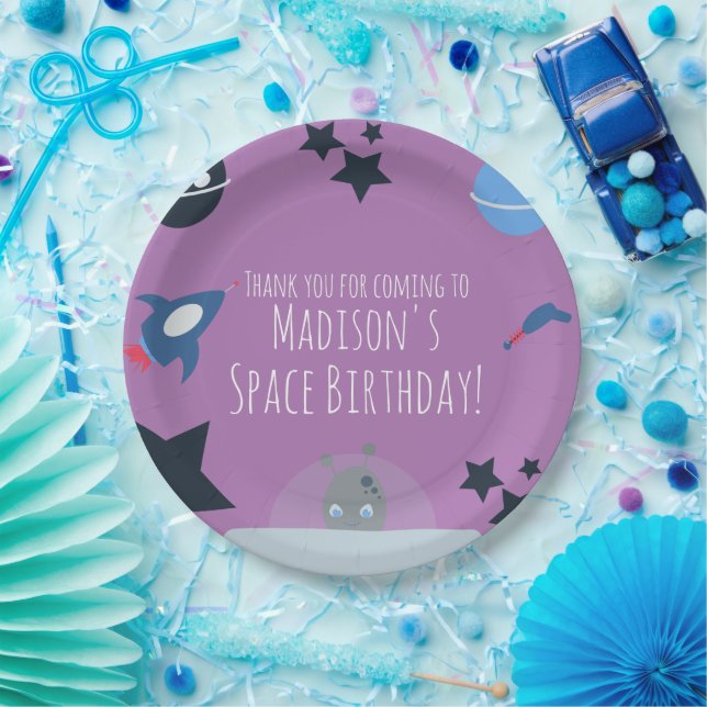 Space Birthday  Alien Themed Blue Paper Plates (Party)