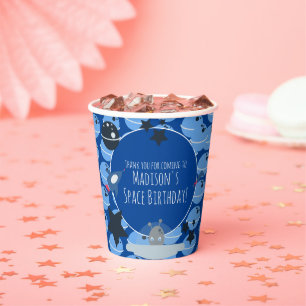 Space Birthday  Alien Themed Blue  Pattern Paper Cups
