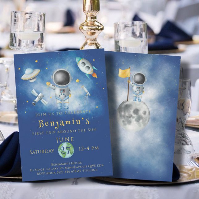 Space Birthday Astronaut Boy rockets stars Party I Invitation (Creator Uploaded)