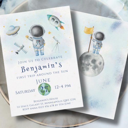 Space Birthday Astronaut Boy rockets stars Party Invitation