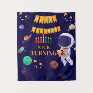 Space Birthday Banner | Astronaut Happy Birthday Tapestry