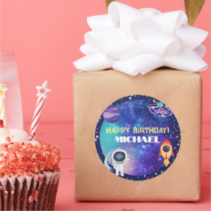 Space Birthday Classic Round Sticker