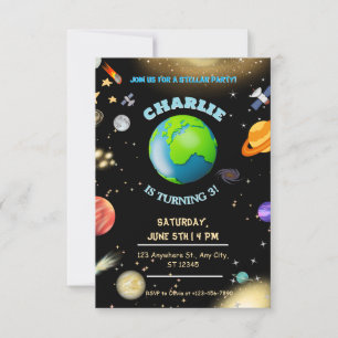 Space Birthday in galaxy Invitation