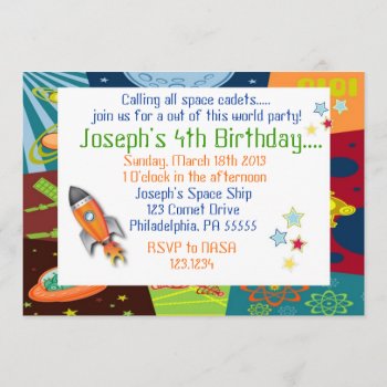 Space Birthday Invitation by PixieToesInvitations at Zazzle