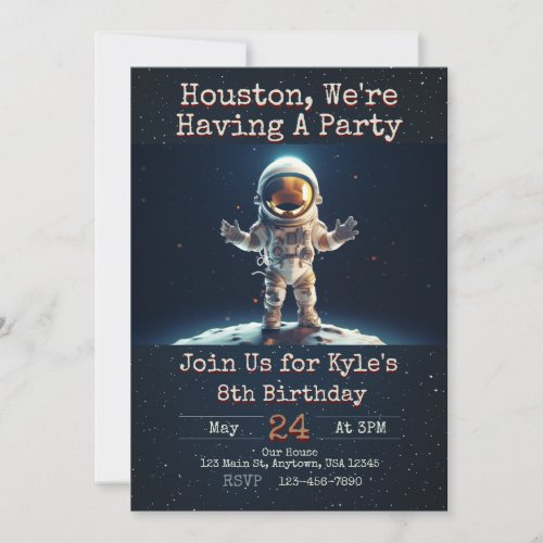 Space Birthday Invitation Astronaut Invitation