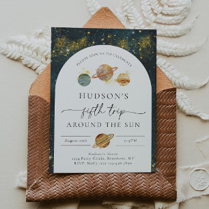 Space Birthday Invitation   Fifth Trip Birthday