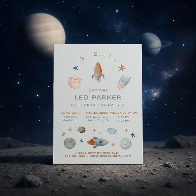 Space Birthday Invitation - Galaxy Rocket Theme (Creator Uploaded)