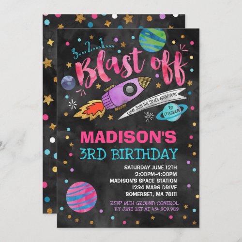 Space Birthday Invitation Outer Space Party