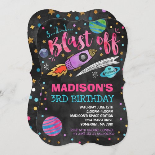 Space Birthday Invitation Outer Space Party