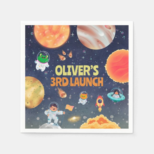 Space birthday napkins (Front)