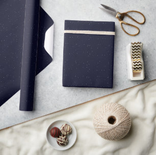 Space Birthday Navy Blue Starry Sky Pattern Wrapping Paper