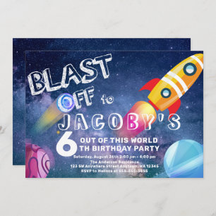 Space Birthday Outer Space Party Invitation