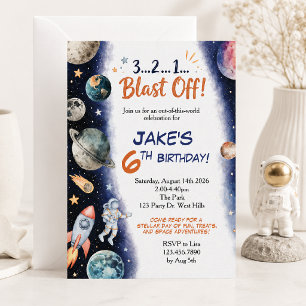 Space Birthday   Outer Space Rocket Astronaut Kids Invitation
