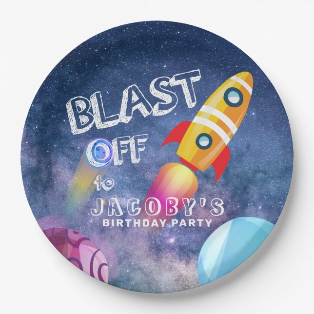 Space Birthday Paper Plates (Front)