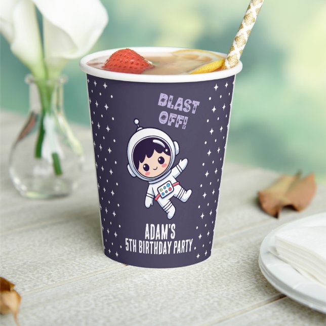 Space Birthday Party | Cute Galaxy Astronaut  Paper Cups (Insitu)