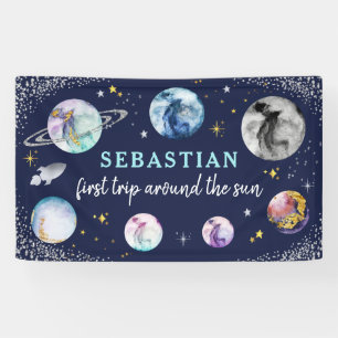 Space Birthday Party  First Trip Around The Sun Banner