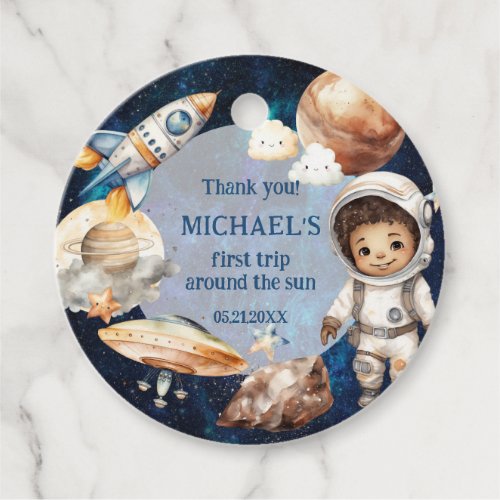 Space Birthday Party First Trip Around The Sun Boy Favor Tags