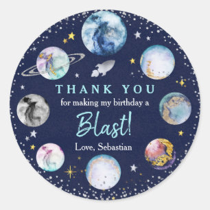 Space Birthday Party First Trip Around The Sun Classic Round Sticker