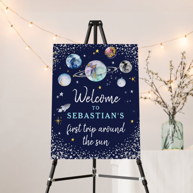 Space Birthday Party  First Trip Around The Sun Foam Board (In Situ (Stand))